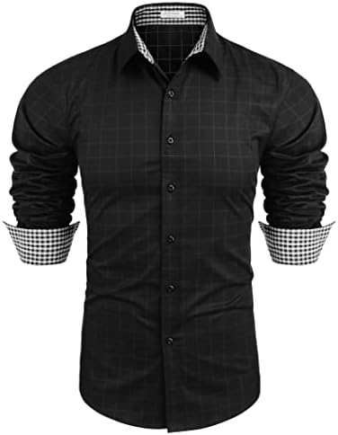 COOFANDY erkek İş Elbise Gömlek Uzun Kollu Slim Fit Casual Düğme Aşağı Gömlek