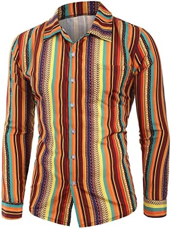 Erkek Şerit Baskı Düğme Aşağı Gömlek Uzun Kollu Hawaii Plaj Gömlek Moda Lüks Tasarım Baskı Elbise Gömlek