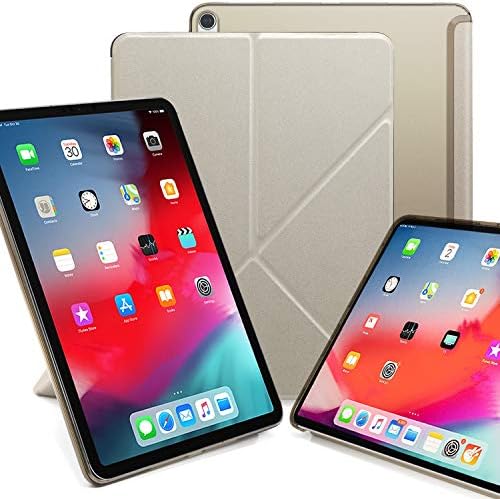 KHOMO Yatay ve Dikey Ekran Standı Yetenekli Kapak için iPad Pro 12.9 İnç Kılıf 3rd Nesil (Çıkış 2018) - Çift Origami Serisi-Altın