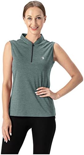 YSENTO kadın Kuru Fit Tenis Golf Gömlek Zip Up Kolsuz Yakasız UPF 50 + Yoga Gym Egzersiz Gömlek Tops