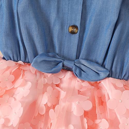 PATPAT Küçük Kızlar Prenses Elbiseler Çiçek Baskı Denim Kolsuz Elbise Jean Elbise Tutu Etekler Kızlar için
