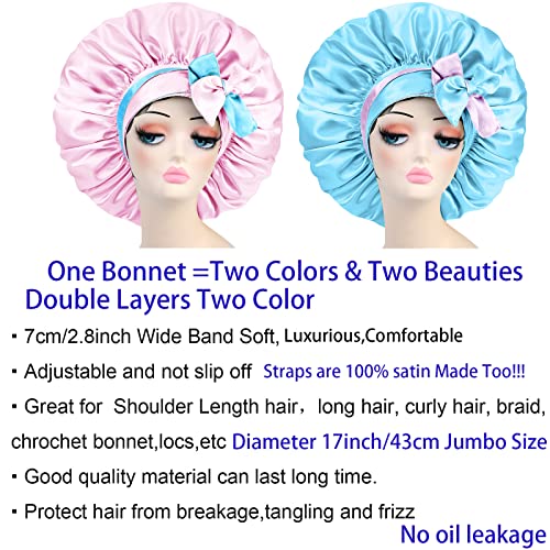 Saten İpek Bonnet Saç Bonesi: Ekstra Büyük Jumbo Ayarlanabilir Çift Katmanlı Tersinir Uyku Saten Astarlı Boneler Gece Şapkası (Pnik