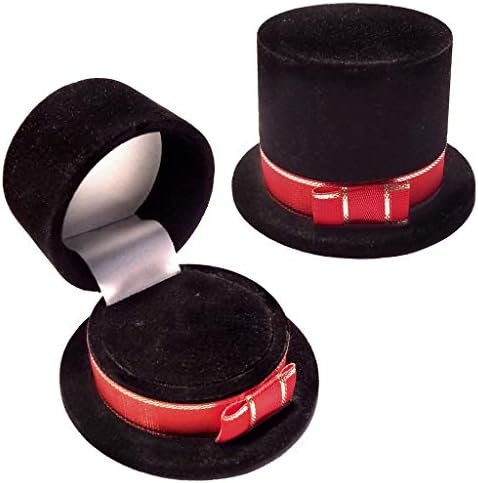 Benzersiz Siyah Kadife Silindir Şapka Hediye Kutusu, Yüzük, Pim, Vb 1020067-24PK-NF