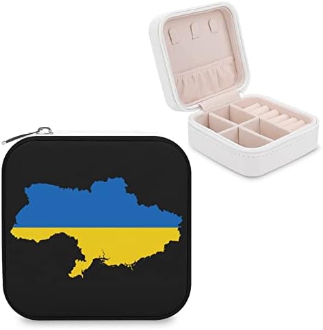 Ukrayna bayrağı Haritası kadın Mücevher Kutusu Deri Seyahat Küpe Organizatör Vaka Sevgililer Günü için doğum günü hediyesi