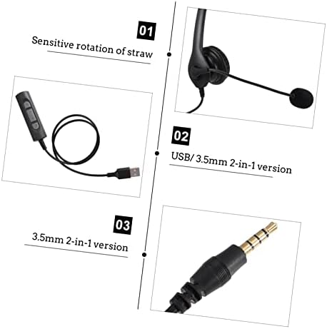 SOLUSTRE Kulaklıklar Kablolu 3 adet Gürültü Kablolu Mikrofon Kulaklık Merkezi Kontrol Tel Kafa USB Azaltma İptal Bilgisayar Çağrı Rahat
